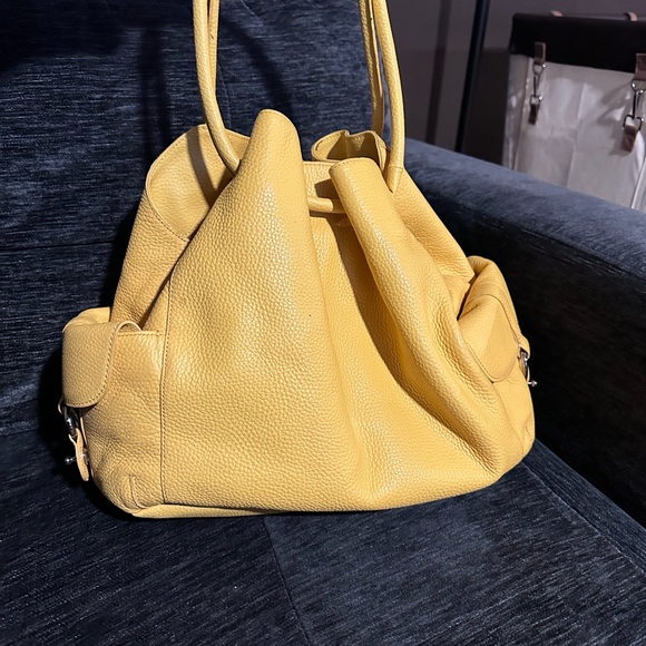 Genuine Leather!! Coldwater Creek yellow Hobo Leather Shoulder Bag - Picture 6 of 16